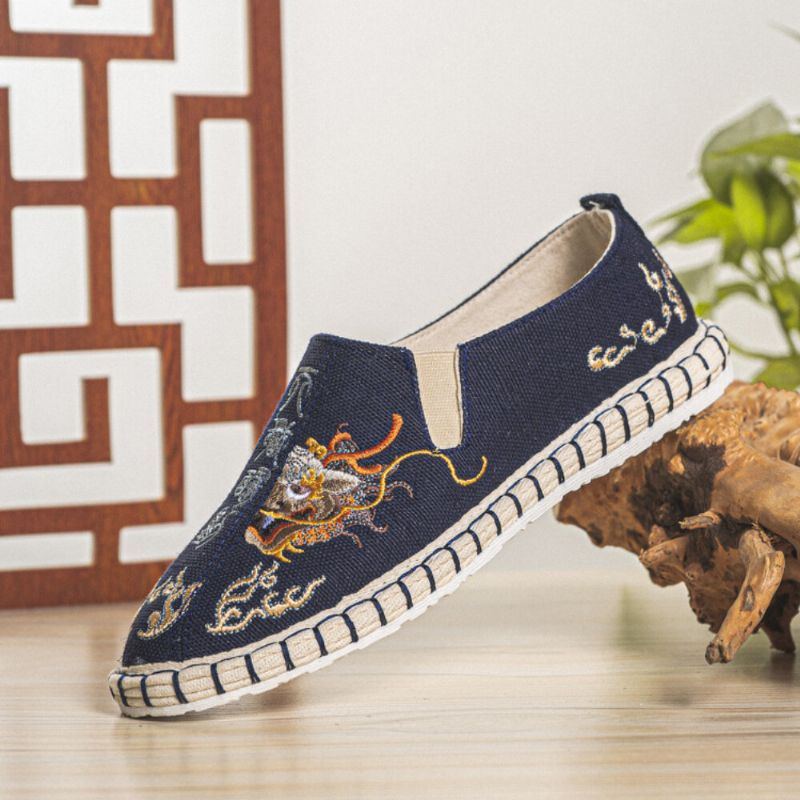 Atmungsaktive Leinenschuhe Mit Alter Peking Stickerei Für Herren