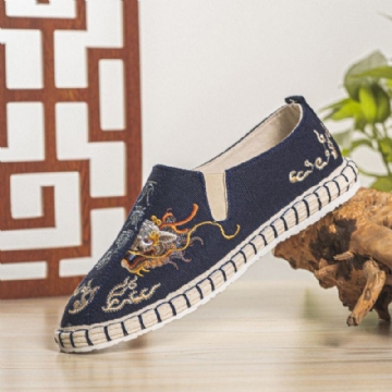 Atmungsaktive Leinenschuhe Mit Alter Peking Stickerei Für Herren