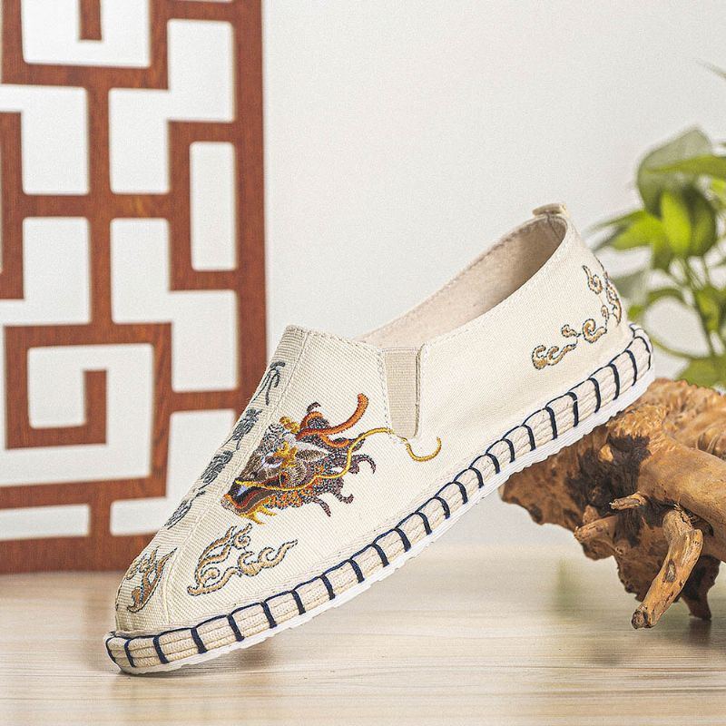 Atmungsaktive Leinenschuhe Mit Alter Peking Stickerei Für Herren