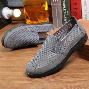 Atmungsaktive Rutschfeste Bequeme Slip On Unterseite Aus Altem Peking Freizeitschuhen Aus Mesh Für Herren