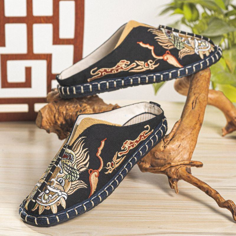 Atmungsaktive Rutschfeste Old Peking Slip On Bequeme Leinenschuhe Freizeitschuhe Für Herren