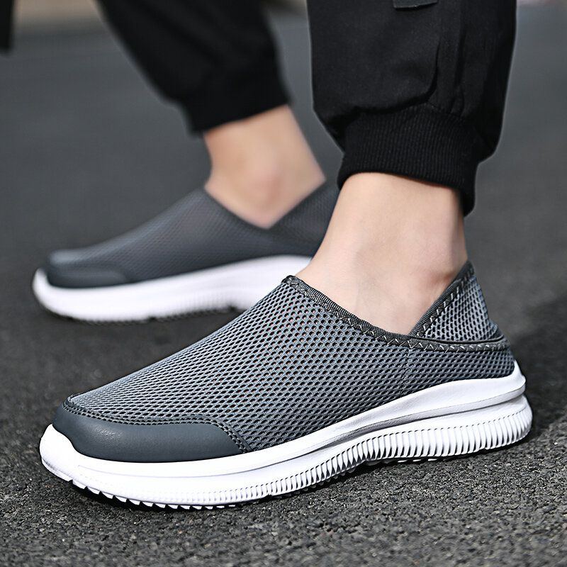 Atmungsaktive Weiche Sohle Aus Mesh Für Herren Bequeme Zwei Wege Slip On Laufschuhe