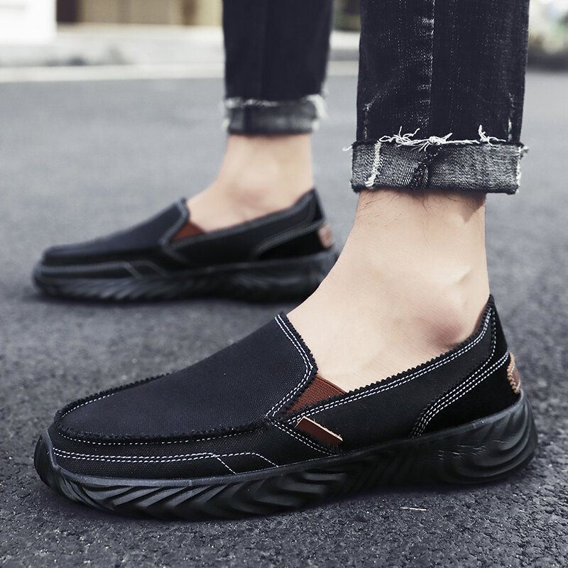 Atmungsaktive Weiche Sohle Rutschfester Slip On Für Herren Bequemes Fahren Freizeitschuhe