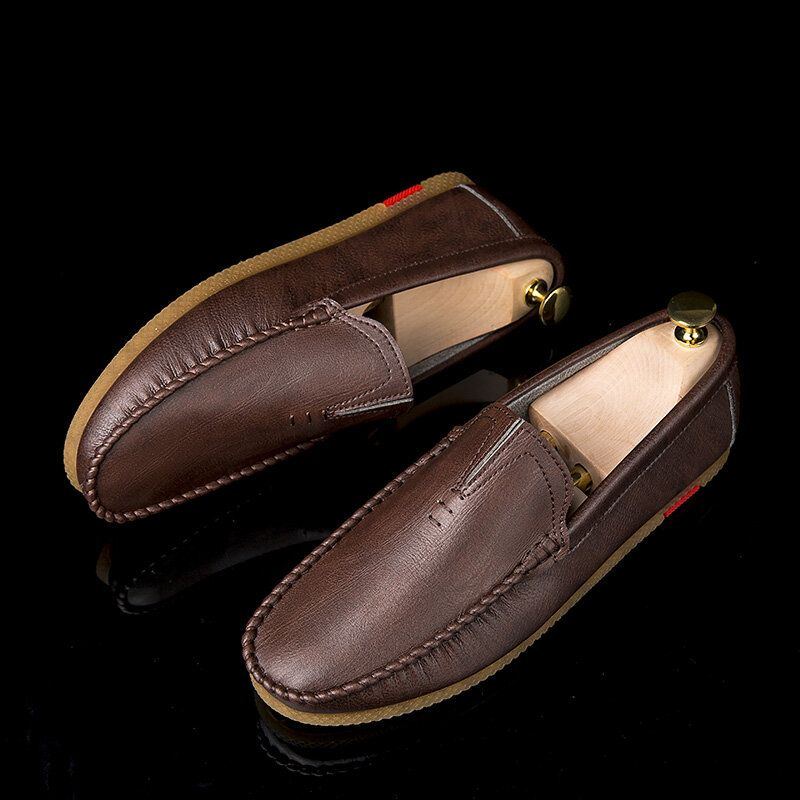 Atmungsaktiver Bequemer Slip On Aus Mikrofaser Für Herren Lässige Leder Loafer Schuhe