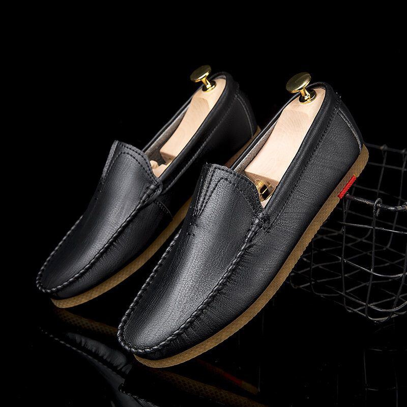 Atmungsaktiver Bequemer Slip On Aus Mikrofaser Für Herren Lässige Leder Loafer Schuhe