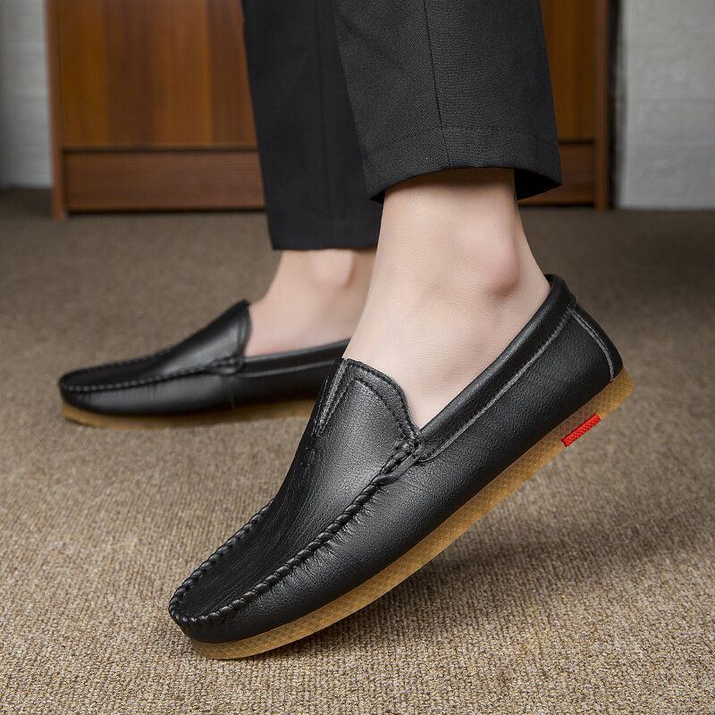 Atmungsaktiver Bequemer Slip On Aus Mikrofaser Für Herren Lässige Leder Loafer Schuhe