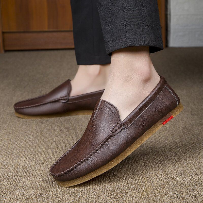 Atmungsaktiver Bequemer Slip On Aus Mikrofaser Für Herren Lässige Leder Loafer Schuhe