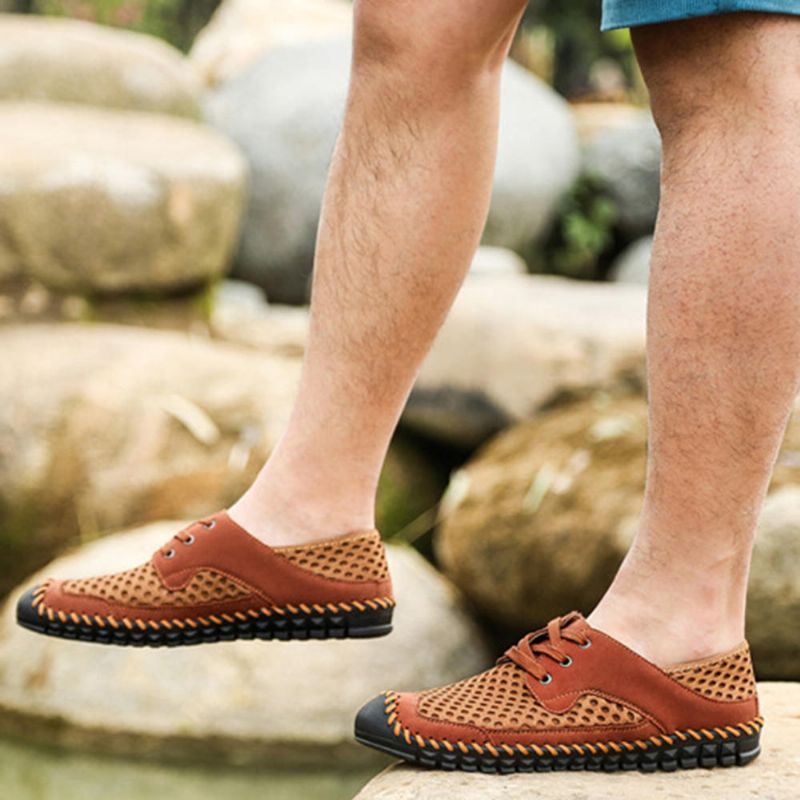 Atmungsaktiver Zehenschutz Aus Mesh Für Herren Mit Nähten Weiche Outdoor Flats