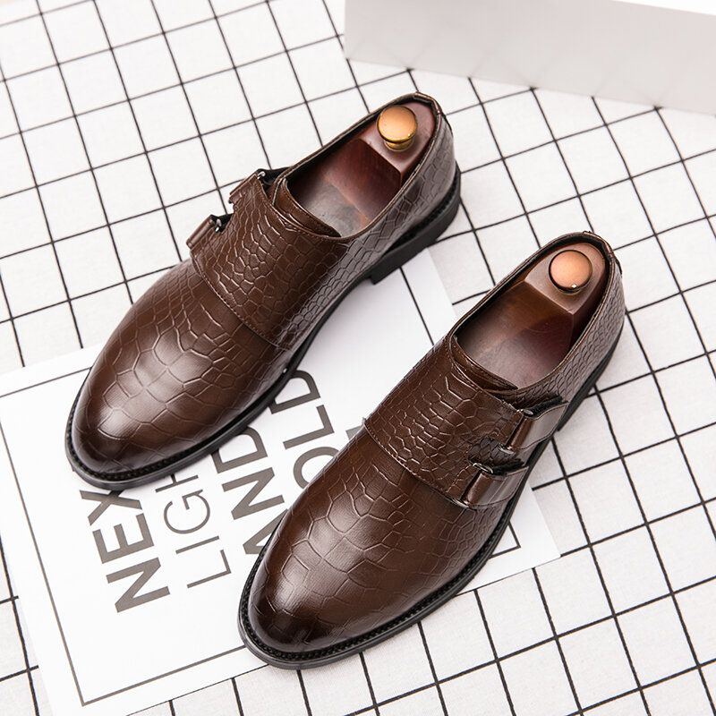 Bequeme Geprägte Rutschfeste Weiche Klettverschluss Business Casual Sanftschuhe Für Herren