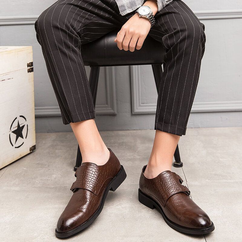 Bequeme Geprägte Rutschfeste Weiche Klettverschluss Business Casual Sanftschuhe Für Herren