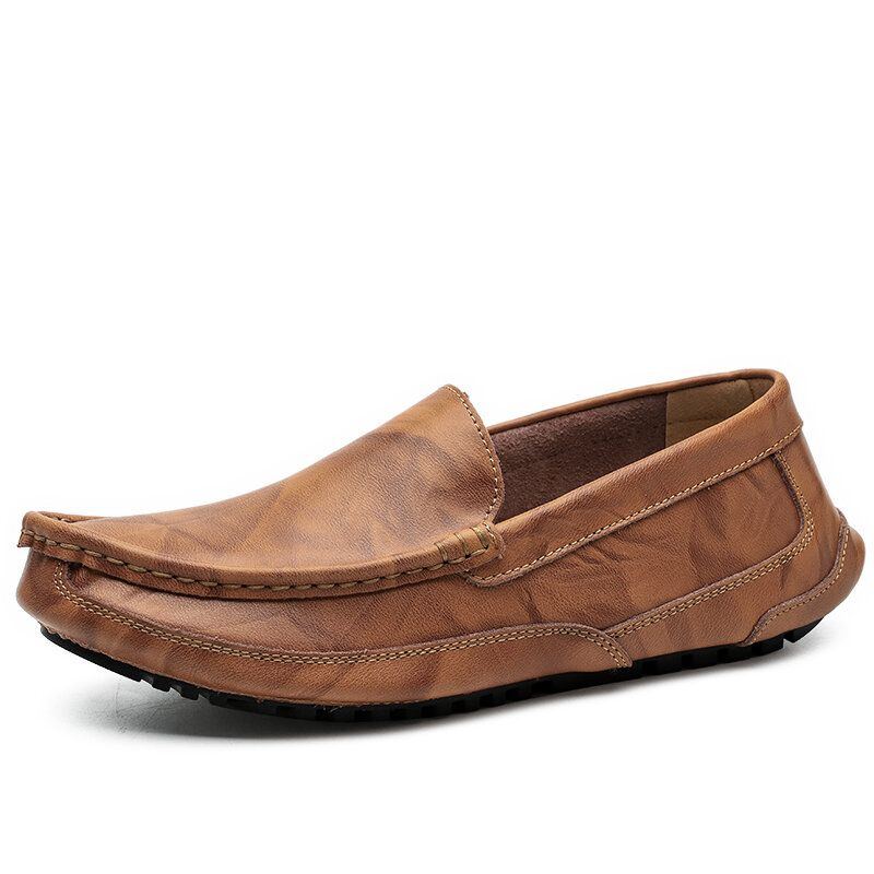 Bequeme Leder Slipper Für Herren Rutschfeste Weiche Sohle Lässige Flache Schuhe Zum Hineinschlüpfen