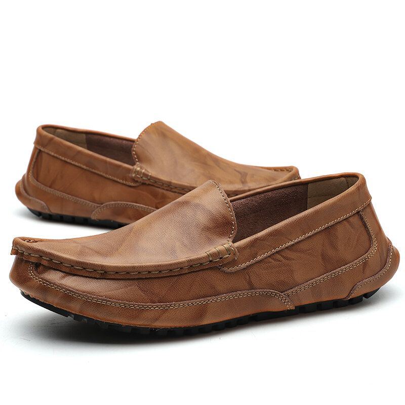 Bequeme Leder Slipper Für Herren Rutschfeste Weiche Sohle Lässige Flache Schuhe Zum Hineinschlüpfen