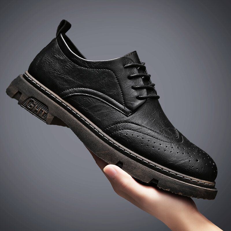 Bequeme Oxfords Brogue Freizeitschuhe Mit Schnürung Für Herren