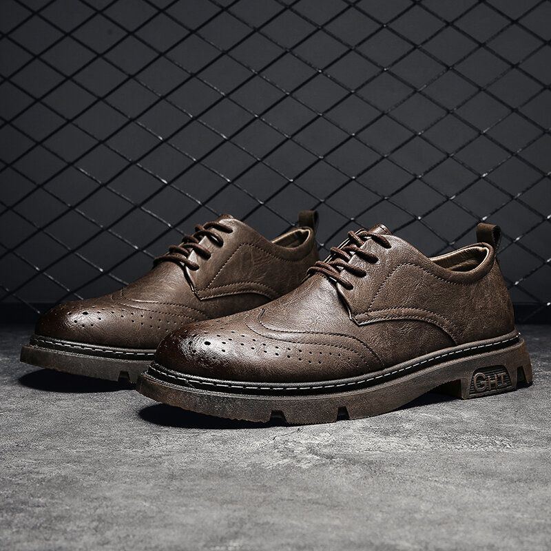 Bequeme Oxfords Brogue Freizeitschuhe Mit Schnürung Für Herren