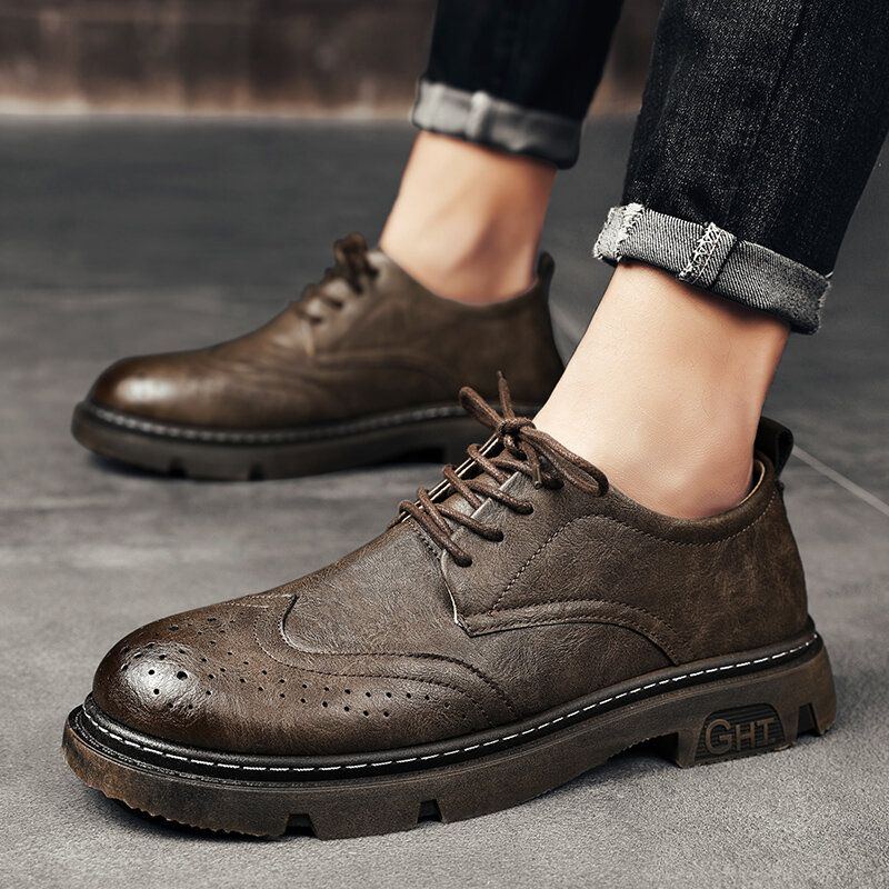 Bequeme Oxfords Brogue Freizeitschuhe Mit Schnürung Für Herren