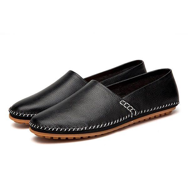 Flache Fahrschuhe Aus Weichem Leder Für Herren Atmungsaktive Slip On Schuhe