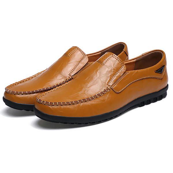 Flache Schuhe Herren Casual Business Loafer Aus Leder