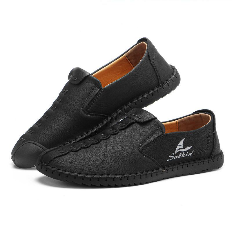 Flache Schuhe Zum Hineinschlüpfen Aus Mikrofaser Leder Mit Weicher Sohle Für Herren