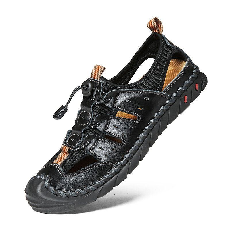 Handgenähte Outdoor Sandalen Aus Rutschfestem Leder Mit Weicher Sohle Für Herren