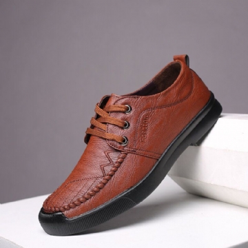 Herren Bequem Genähte Mikrofaser Weiche Schnürschuhe Business Casual Lederschuhe