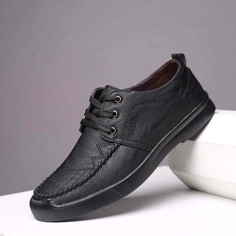 Herren Bequem Genähte Mikrofaser Weiche Schnürschuhe Business Casual Lederschuhe