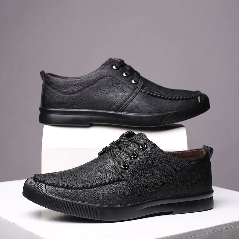 Herren Bequem Genähte Mikrofaser Weiche Schnürschuhe Business Casual Lederschuhe