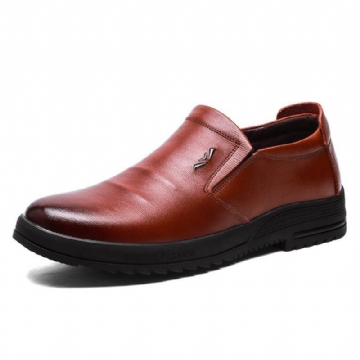 Herren Bequeme Echtleder Rutschfeste Slip On Business Freizeitschuhe