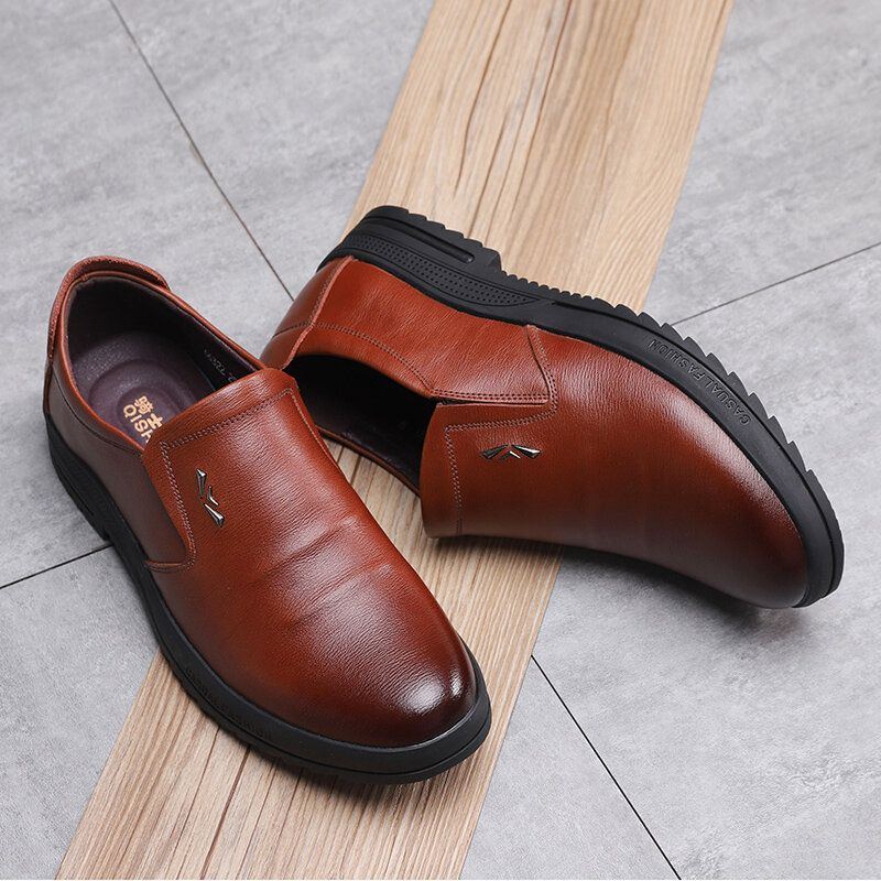 Herren Bequeme Echtleder Rutschfeste Slip On Business Freizeitschuhe