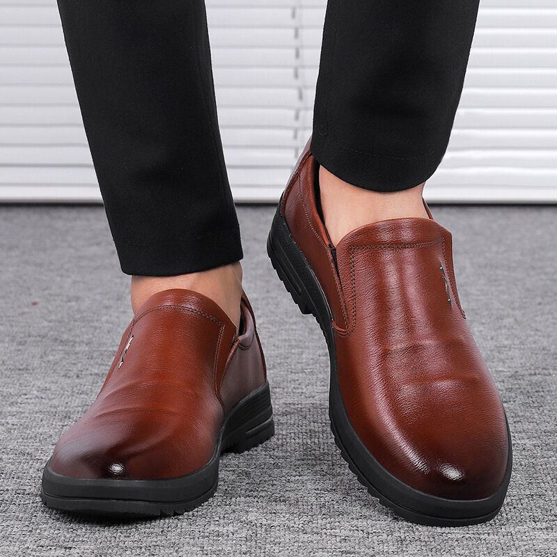 Herren Bequeme Echtleder Rutschfeste Slip On Business Freizeitschuhe