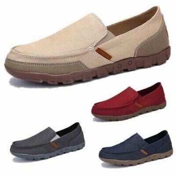 Herren Driving Canvas Loafers Atmungsaktive Casual Flats Driving Bootsschuhe Slip On