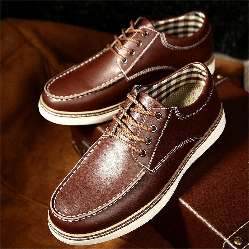 Herren Echtes Leder Atmungsaktiv Weiche Sohle Schnürschuhe Business Casual Pumps