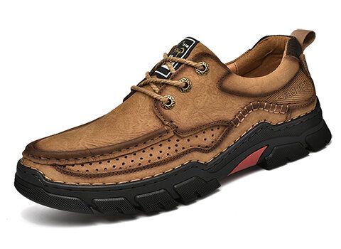 Herren Echtes Leder Rutschfeste Atmungsaktive Bequeme Outdoor Wanderschuhe