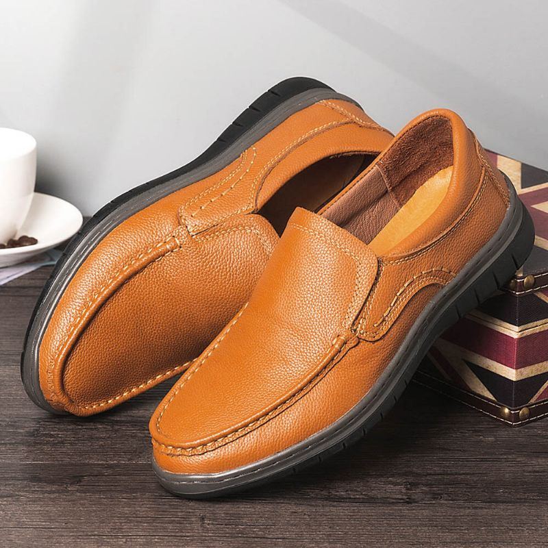 Herren Echtes Leder Weiche Sohle Bequeme Slip On Casual Business Schuhe