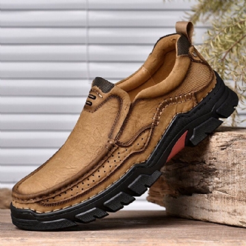 Herren Echtleder Rutschfest Atmungsaktiv Bequem Zum Hineinschlüpfen Outdoor Wanderschuhe