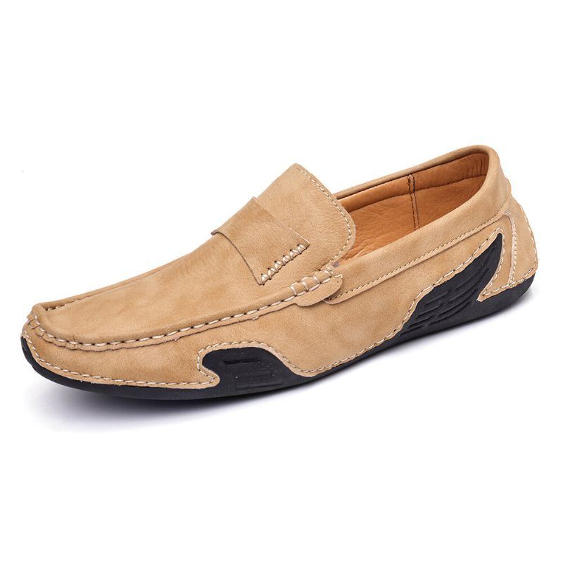 Herren Echtleder Slip On Rutschfeste Weiche Legere Flache Schuhe