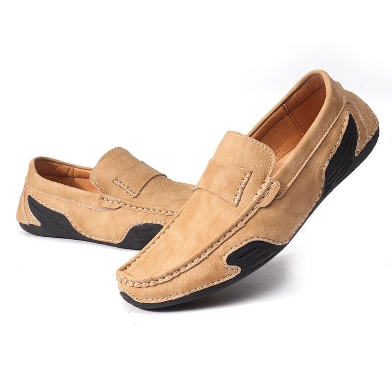 Herren Echtleder Slip On Rutschfeste Weiche Legere Flache Schuhe