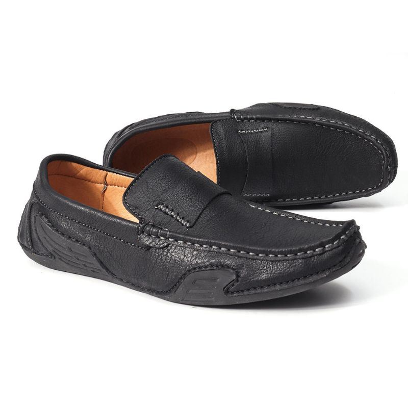 Herren Echtleder Slip On Rutschfeste Weiche Legere Flache Schuhe