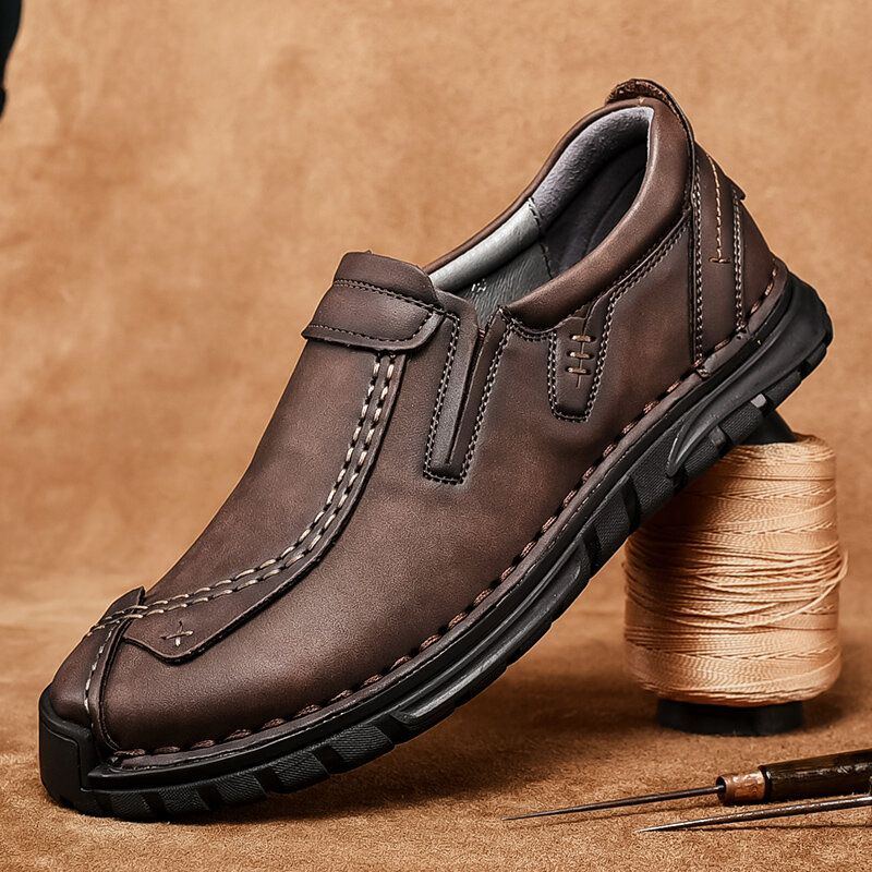 Herren Handgenähte Rindsleder Rutschfeste Business Casual Schuhe Mit Weicher Sohle