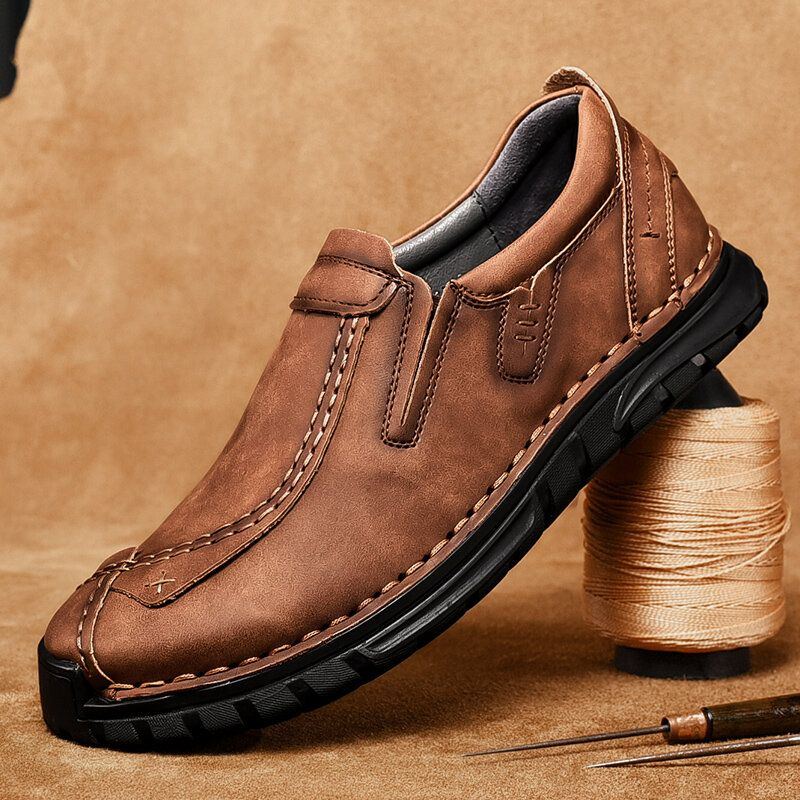 Herren Handgenähte Rindsleder Rutschfeste Business Casual Schuhe Mit Weicher Sohle