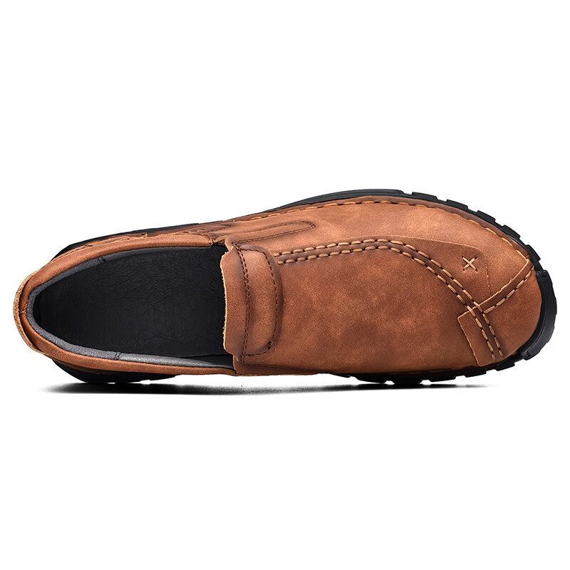 Herren Handgenähte Rindsleder Rutschfeste Business Casual Schuhe Mit Weicher Sohle