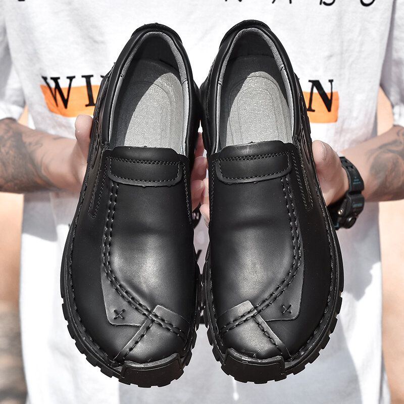 Herren Handgenähte Rindsleder Rutschfeste Business Casual Schuhe Mit Weicher Sohle