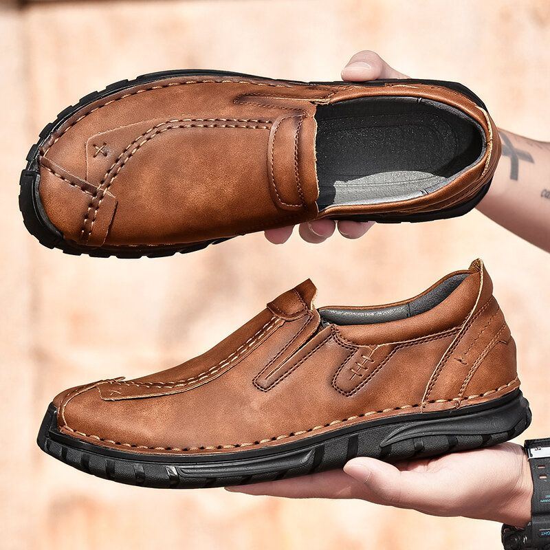 Herren Handgenähte Rindsleder Rutschfeste Business Casual Schuhe Mit Weicher Sohle