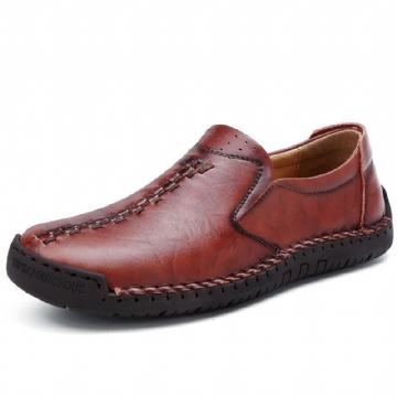 Herren Handgenähte Rindsleder Rutschfeste Business Casual Schuhe Mit Weicher Sohle