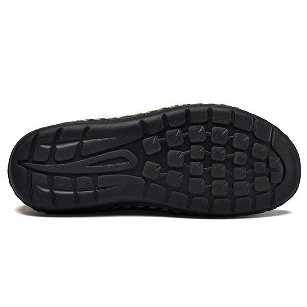 Herren Handnähte Leder Slip On Freizeitschuhe Mit Weicher Sohle