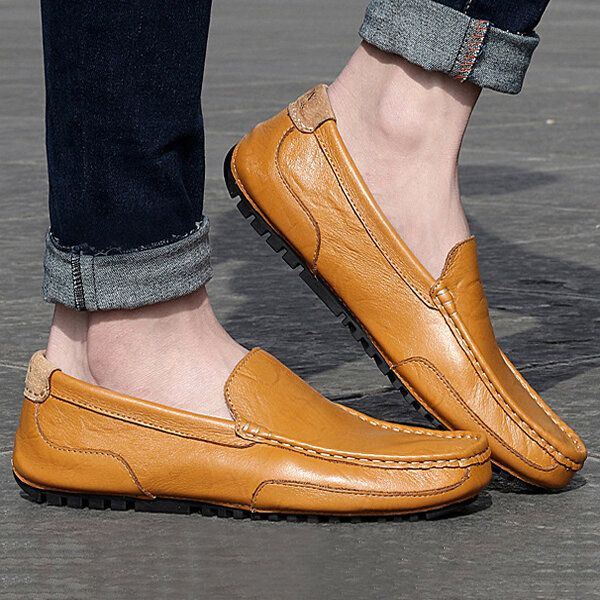 Herren Leder Casual Driving Slip On Outdoor Flat Soft Bequeme Loafer Schuhe