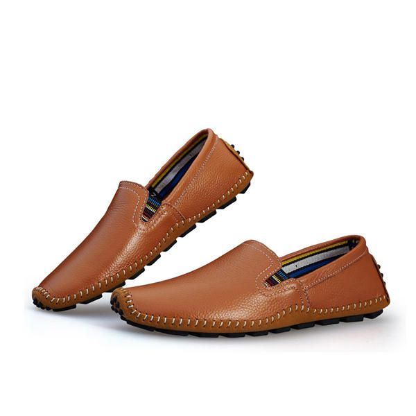 Herren Leder Casual Outdoor Driving Slip On Flats Loafer Schuhe