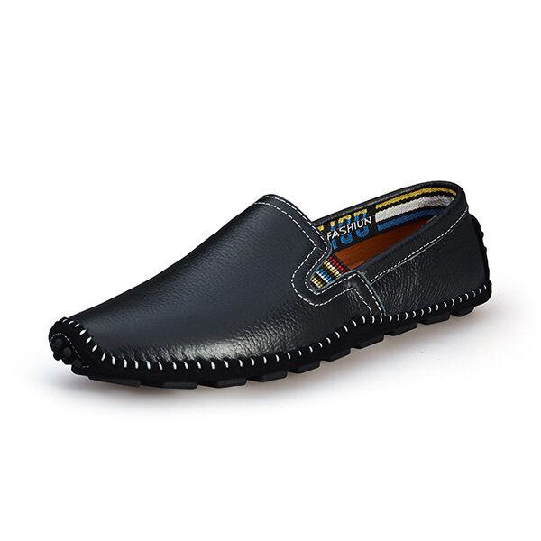 Herren Leder Casual Outdoor Driving Slip On Flats Loafer Schuhe