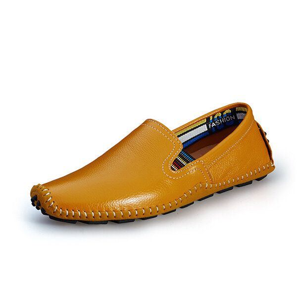 Herren Leder Casual Outdoor Driving Slip On Flats Loafer Schuhe