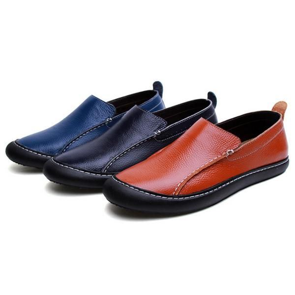 Herren Leder Casual Outdoor Slip On Soft Fashion Flat Loafers