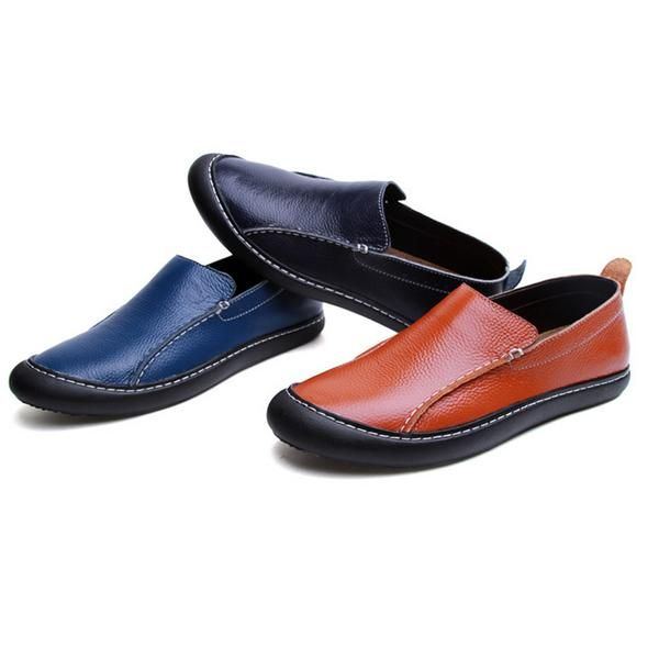 Herren Leder Casual Outdoor Slip On Soft Fashion Flat Loafers